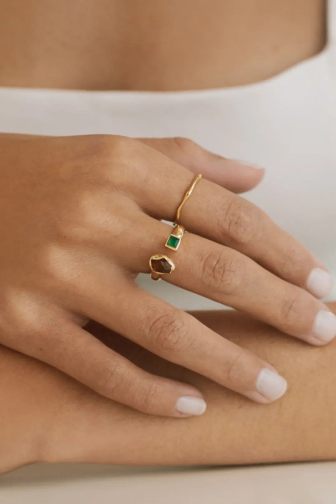 Dipua Anel Duo Citrino Banhado a - Brilho Radiante e Charme Natural