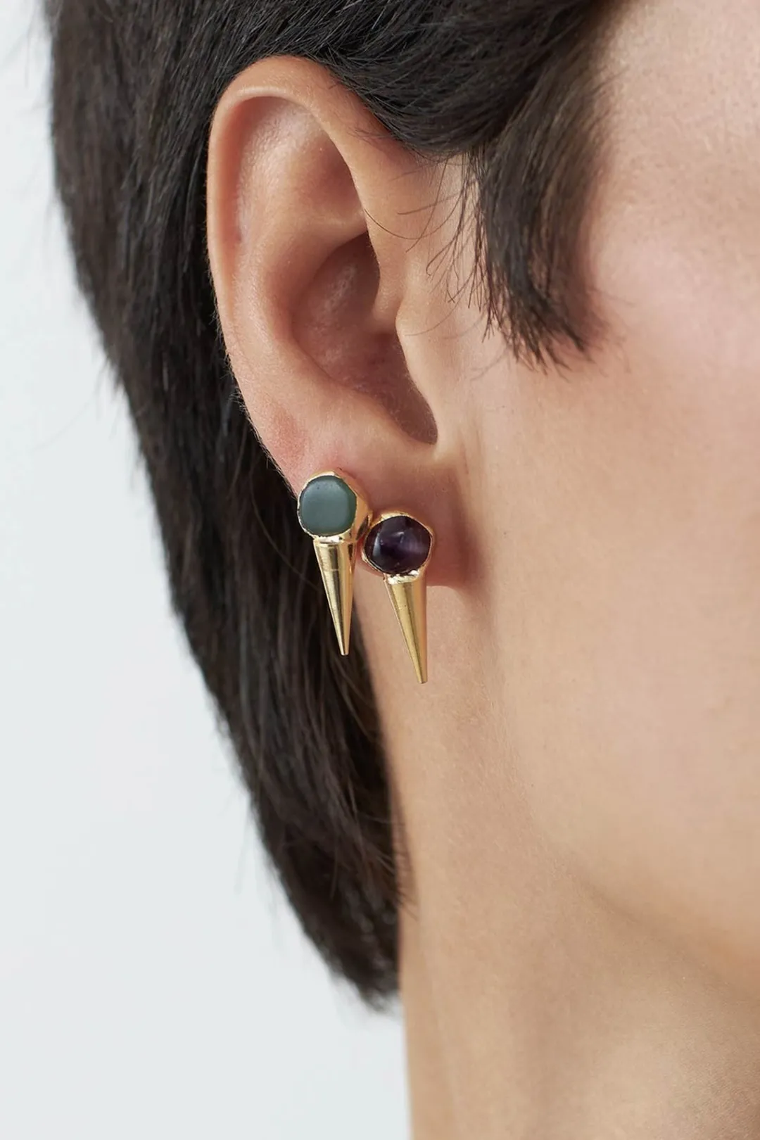 Dipua Brinco Spike Ametista Ouro