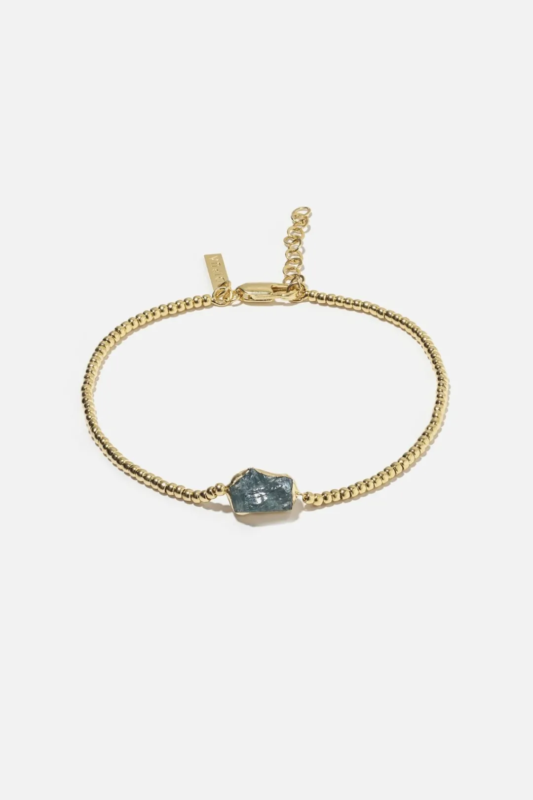 Dipua Pulseira Água-Marinha Banhada a Ouro - Beleza Natural com Toque Moderno